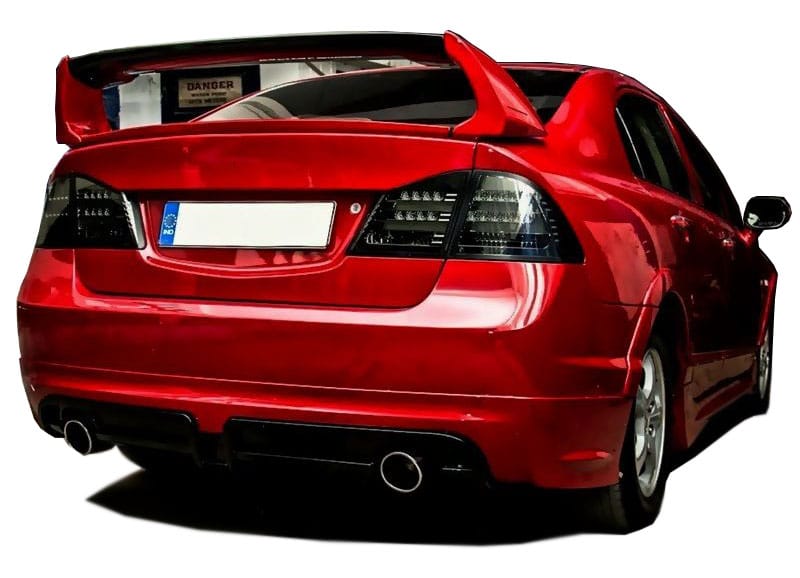 Honda Civic FD6 (2006-2011) Mugen RR Sağ Sol Çift Çıkış Arka Tampon Eki - Difüzör Plastik) - Görsel 3