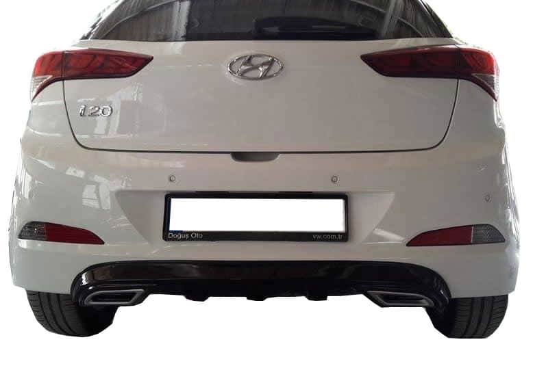 Hyundai İ20 (2014-2018) Egzoz Görünümlü Arka Tampon Eki - Difüzör (Plastik)