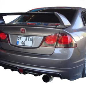 Honda Civic FD6 (2006-2011) Mugen RR Tek Çıkış Arka Tampon Eki - Difüzör (Plastik)