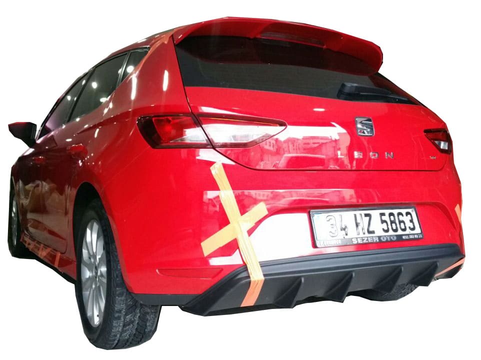 Seat Leon MK3 5F (2013-2016) Style Uyumlu Custom Arka Tampon Eki - Difüzör (Plastik) - Görsel 2
