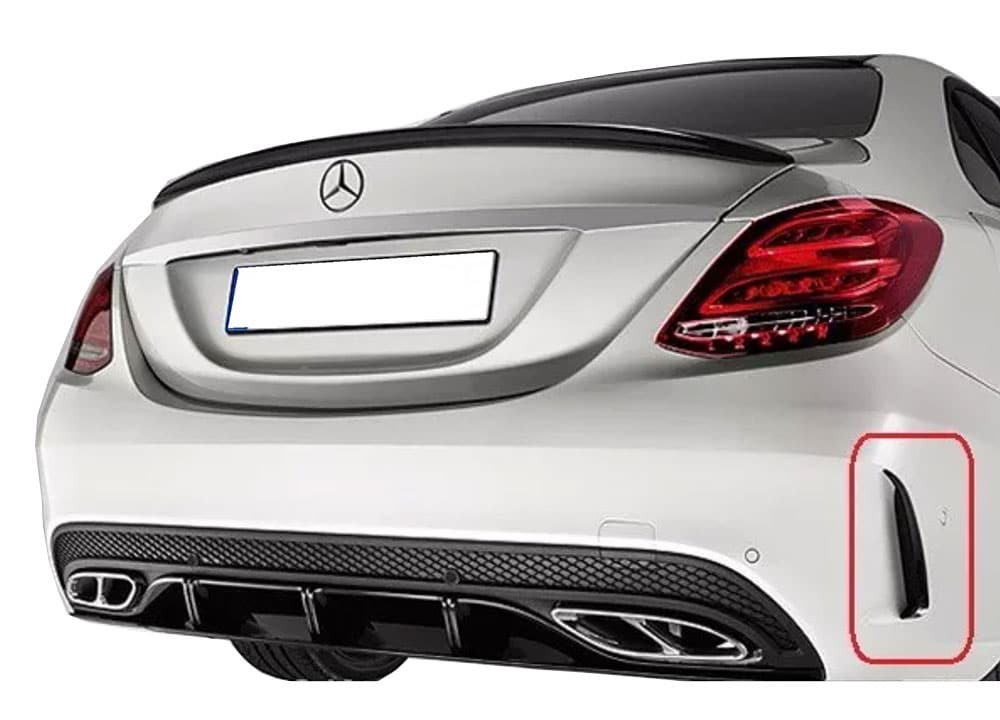 Mercedes C Serisi W205 (2015-2018) Arka Tampon Kaşları (Parlak Siyah)