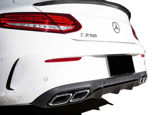 Mercedes C Serisi W205 Coupe (2015-2018) Arka Tampon Kaşları (Parlak Siyah) - Görsel 3