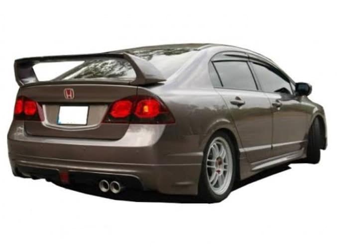 Honda Civic FD6 (2006 - 2012) Arası Mugen RR Sağdan Çift Çıkış Arka Tampon Eki (Plastik)